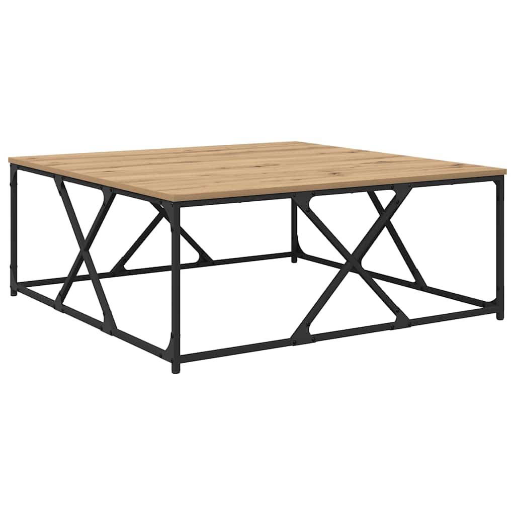 Table basse Chêne artisanal 100 x 100 x 40 cm Bois d'ingénierie - XIOS