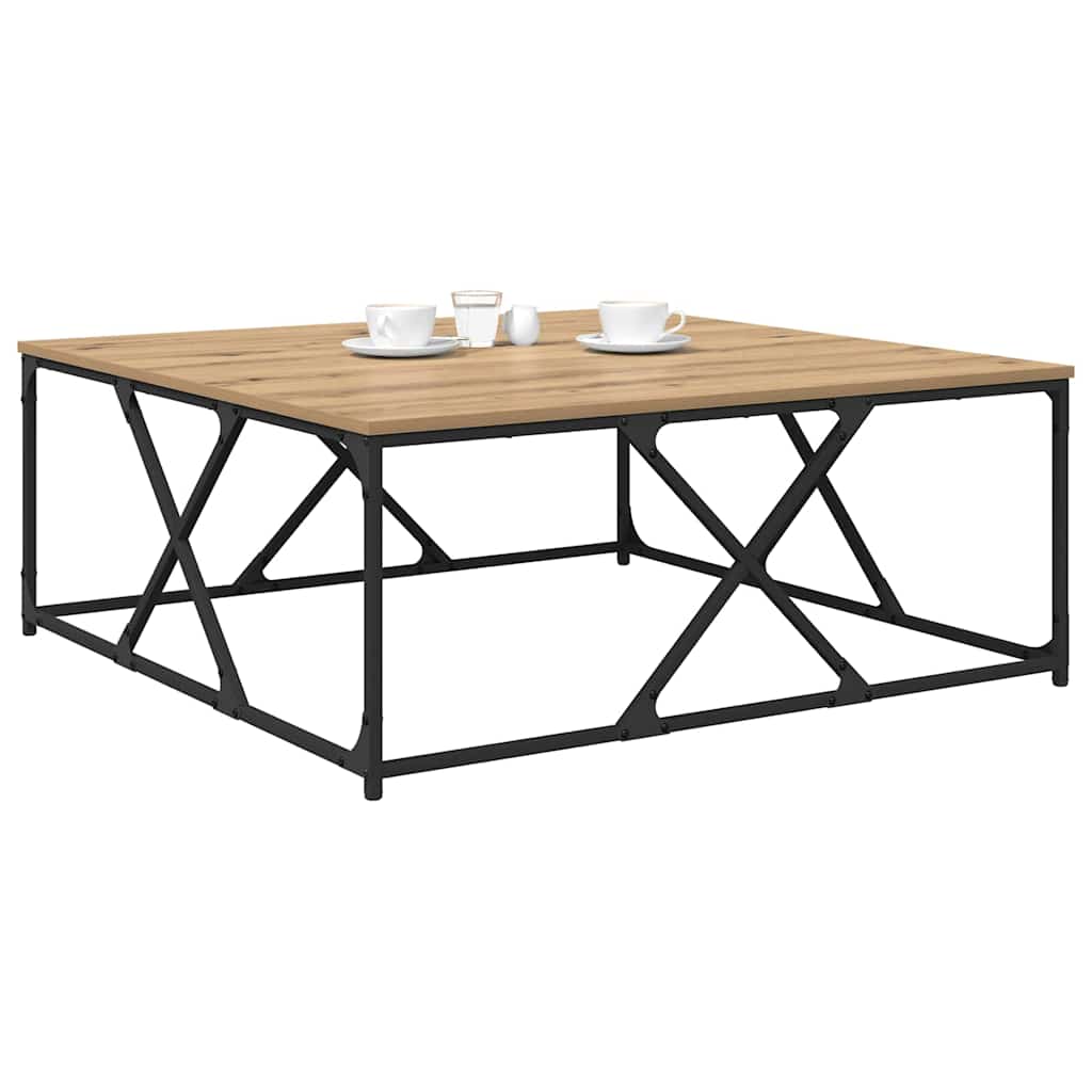 Table basse Chêne artisanal 100 x 100 x 40 cm Bois d'ingénierie - XIOS