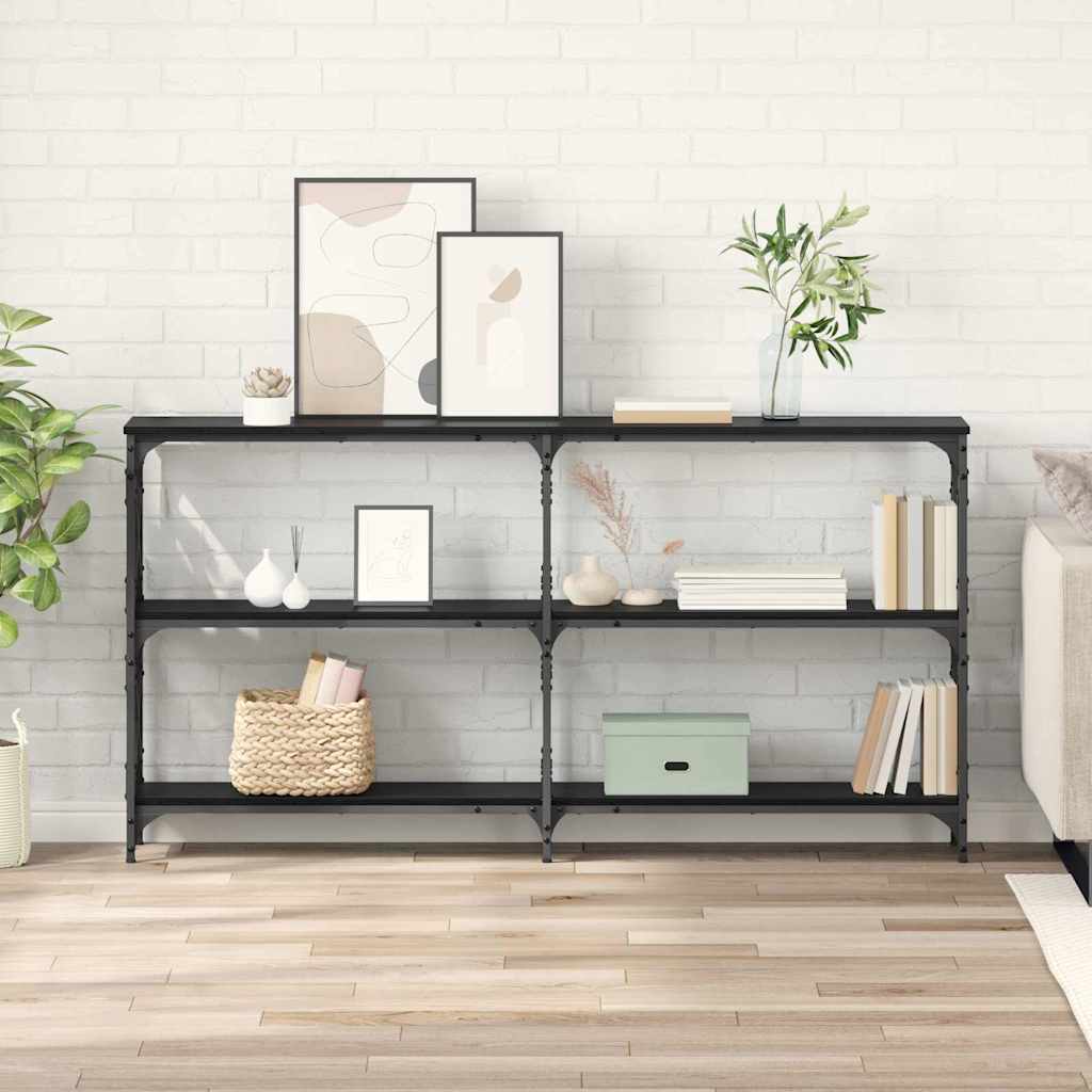 Table console Chêne noir 156 x 28 x 80,5 cm Bois d'ingénierie - XIOS