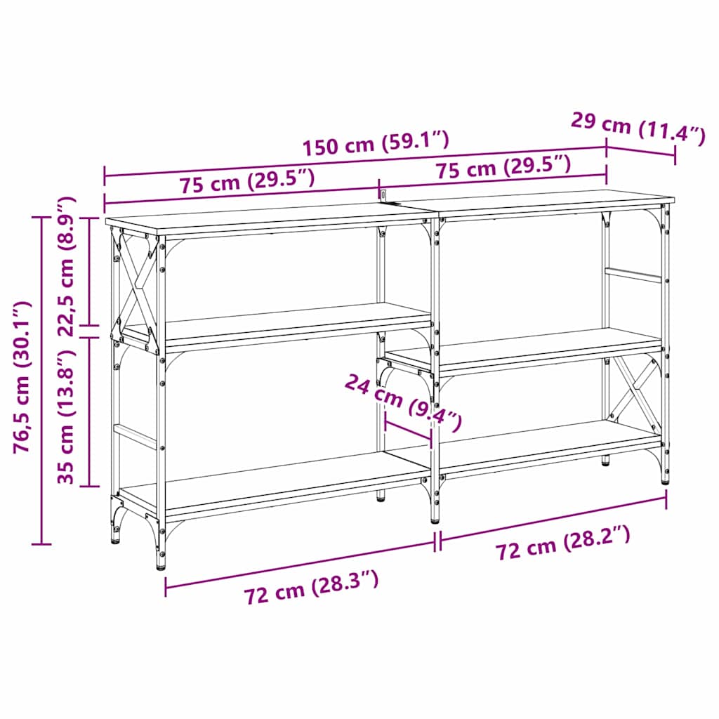 Table console Bois ancien 150 x 29 x 76,5 cm Bois d'ingénierie - XIOS