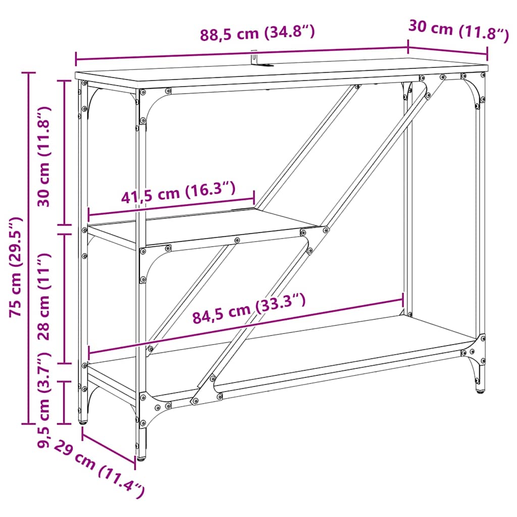 Table console Chêne artisanal 88,5 x 30 x 75 cm - XIOS