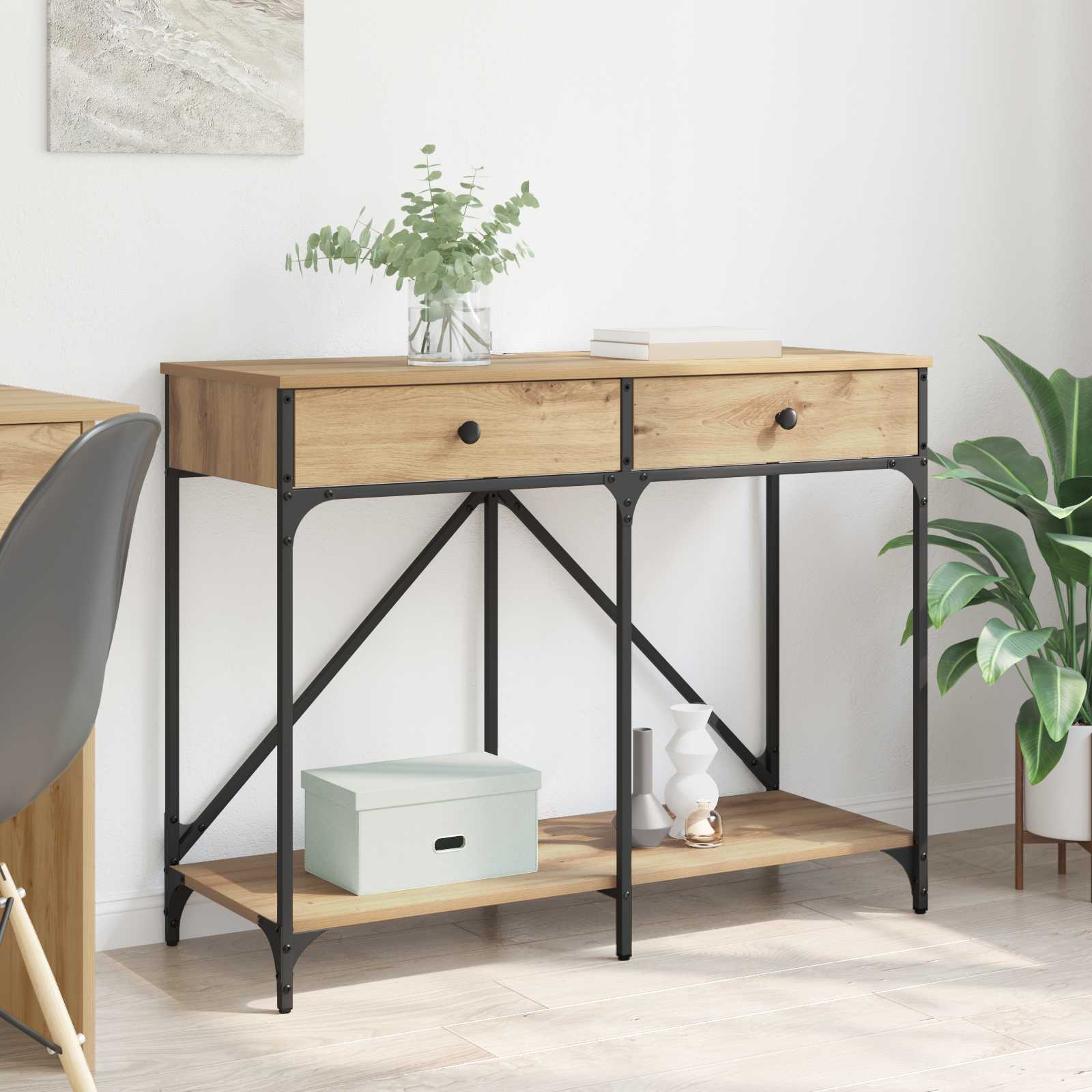 Table console Chêne artisanal 100 x 39 x 78,5 cm - XIOS