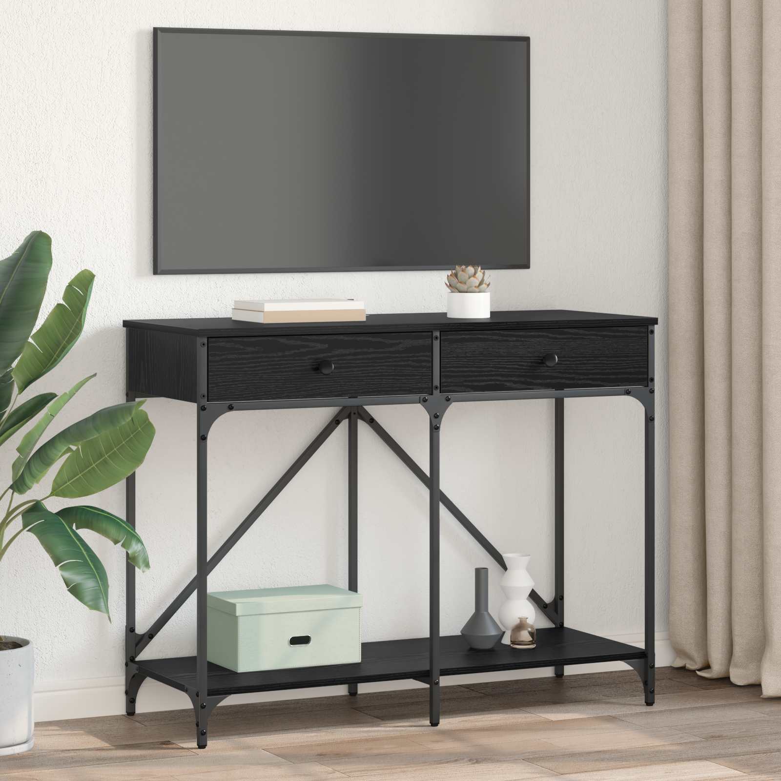 Table console Chêne noir 100 x 39 x 78,5 cm Bois d'ingénierie - XIOS