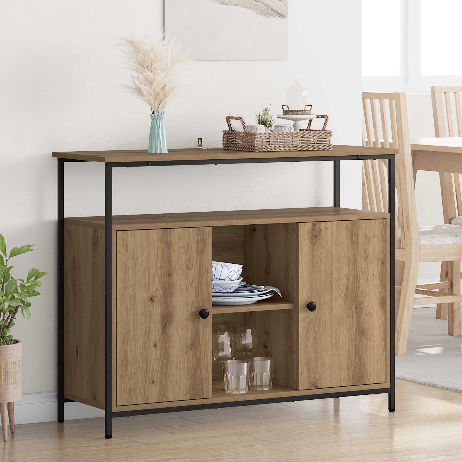Buffet Chêne artisanal 100 x 35 x 80 cm Bois d'ingénierie - XIOS