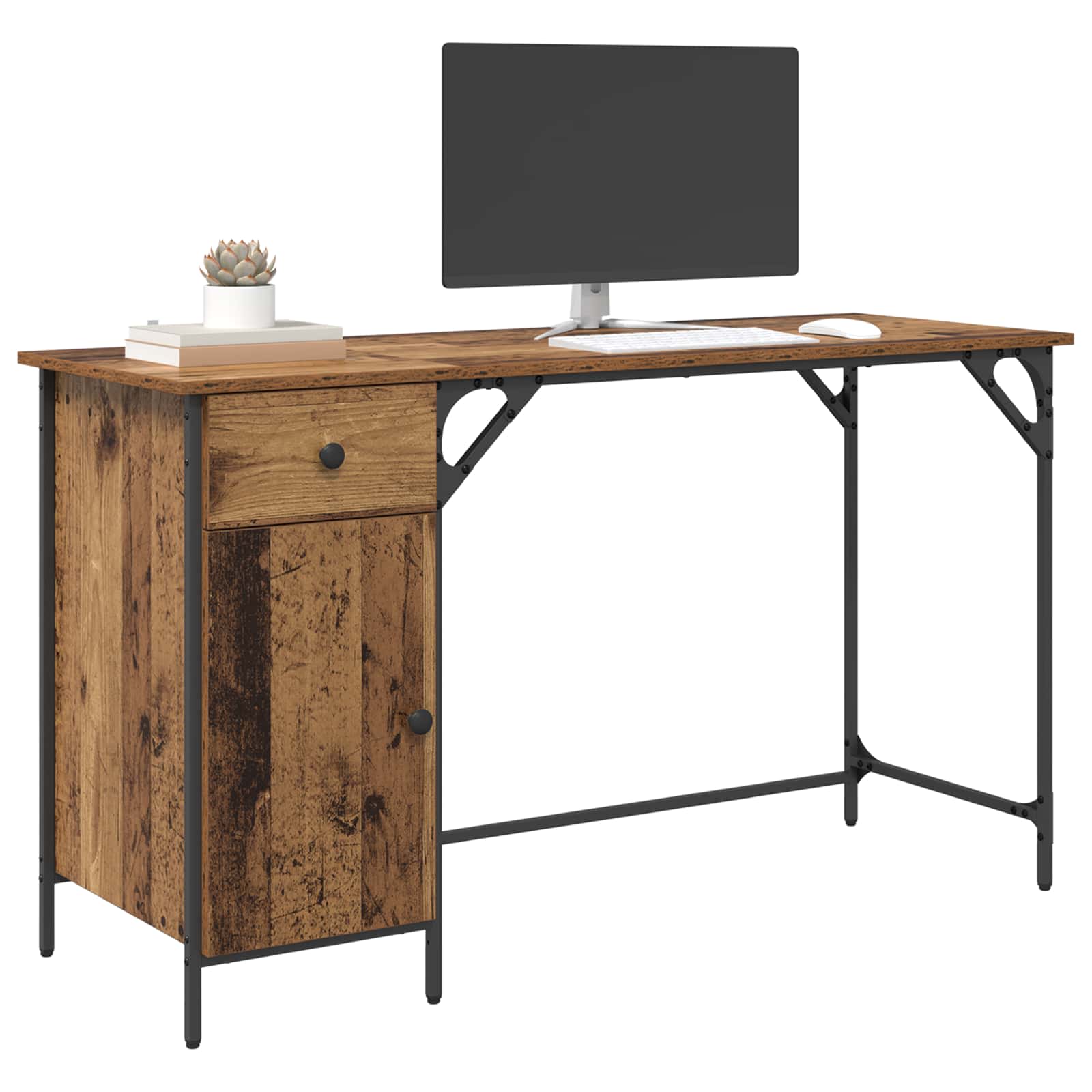 Bureau d'ordinateur avec tiroir Bois Ancien 131 x 48 x 75 cm - XIOS