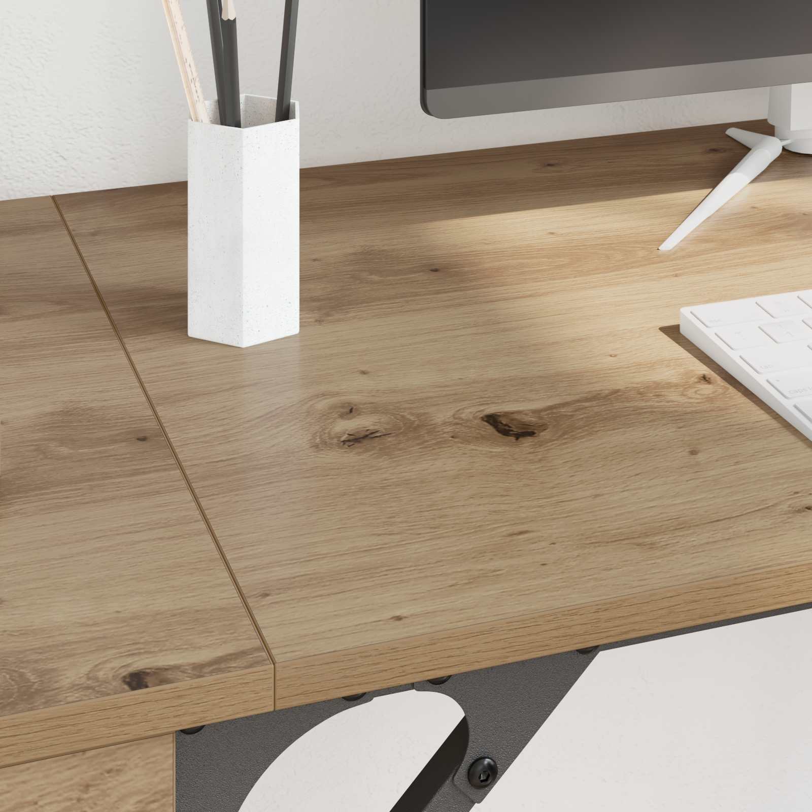 Bureau d'ordinateur Chêne artisanal 131 x 48 x 75 cm - XIOS