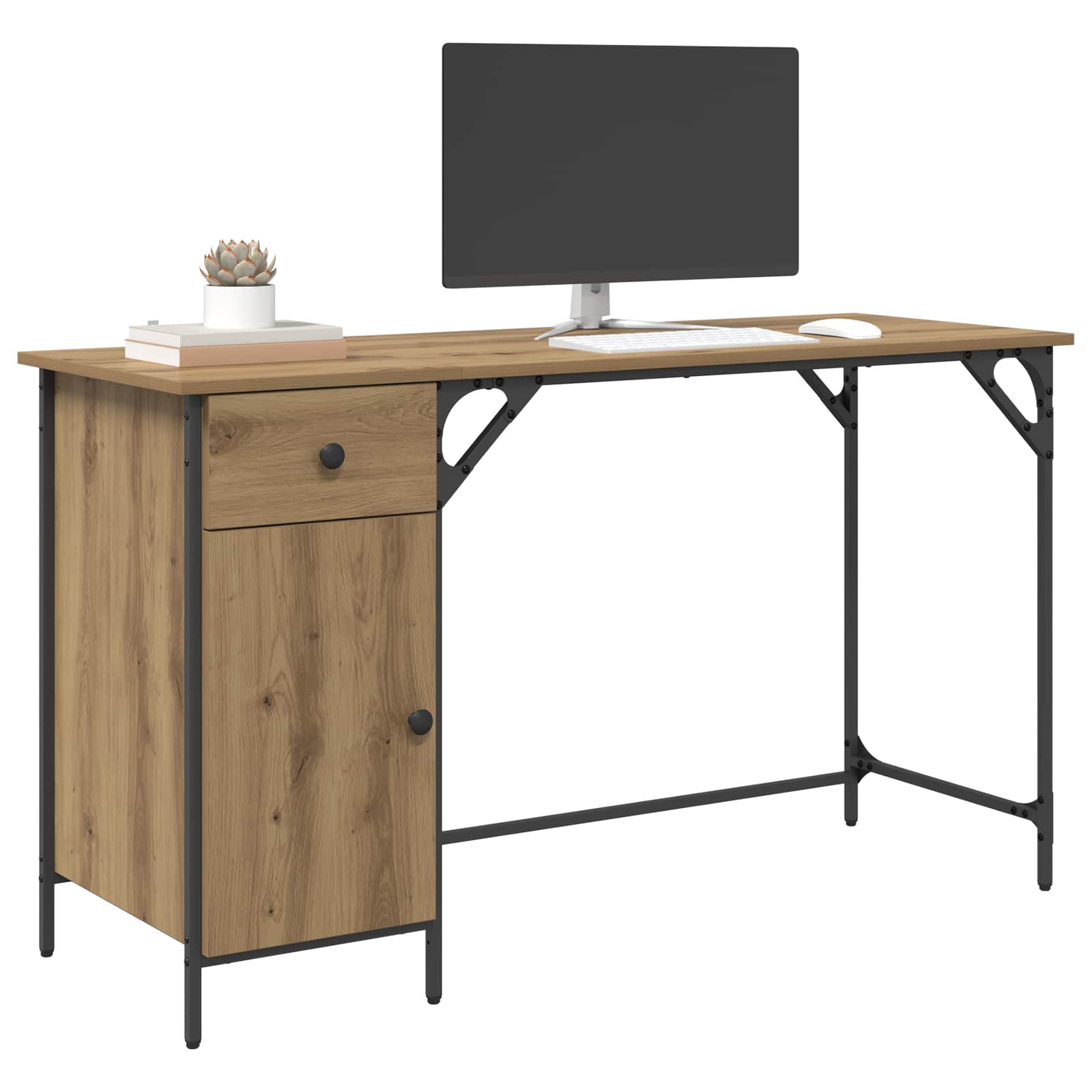 Bureau d'ordinateur Chêne artisanal 131 x 48 x 75 cm - XIOS