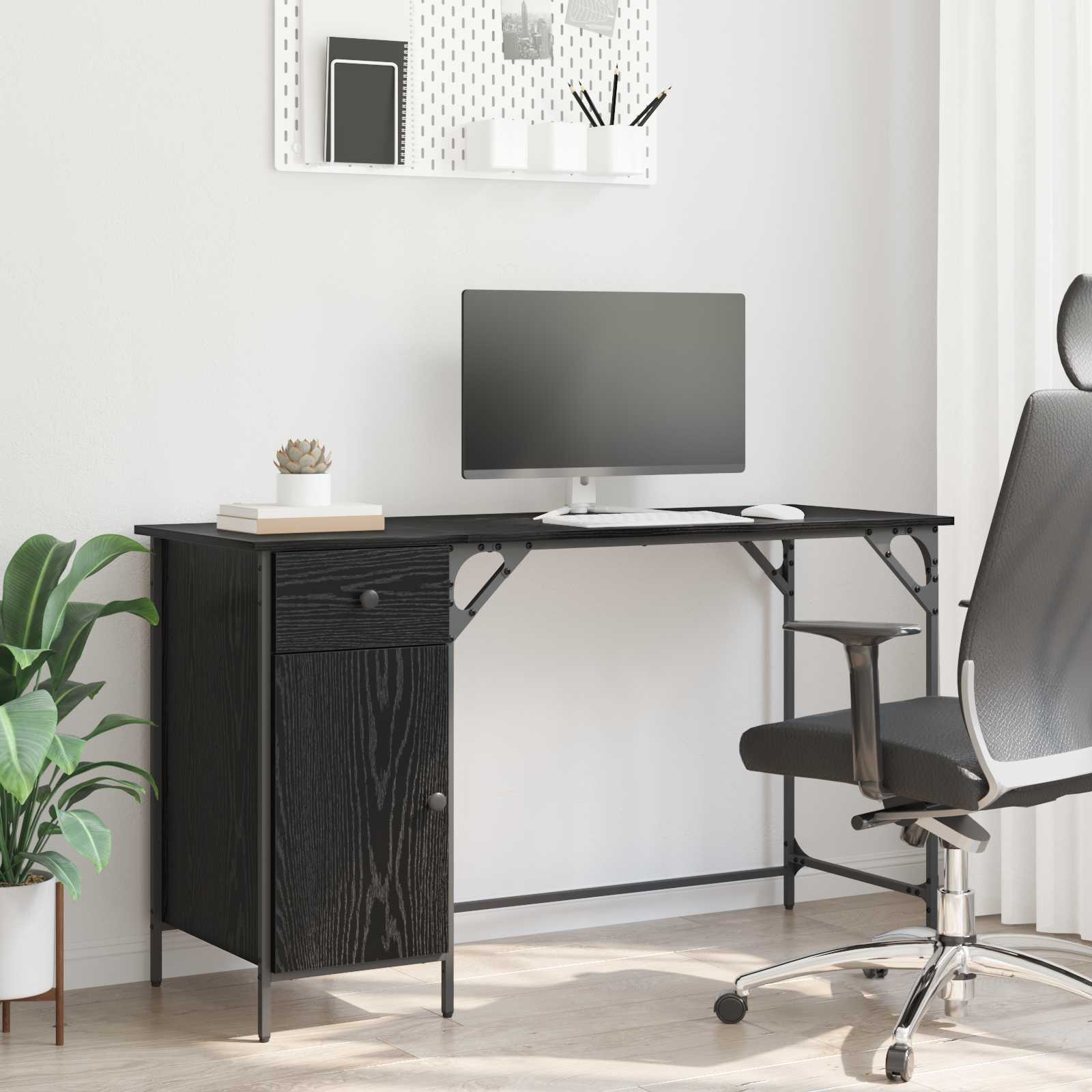 Bureau d'ordinateur avec tiroir Chêne noir 131 x 48 x 75 cm - XIOS