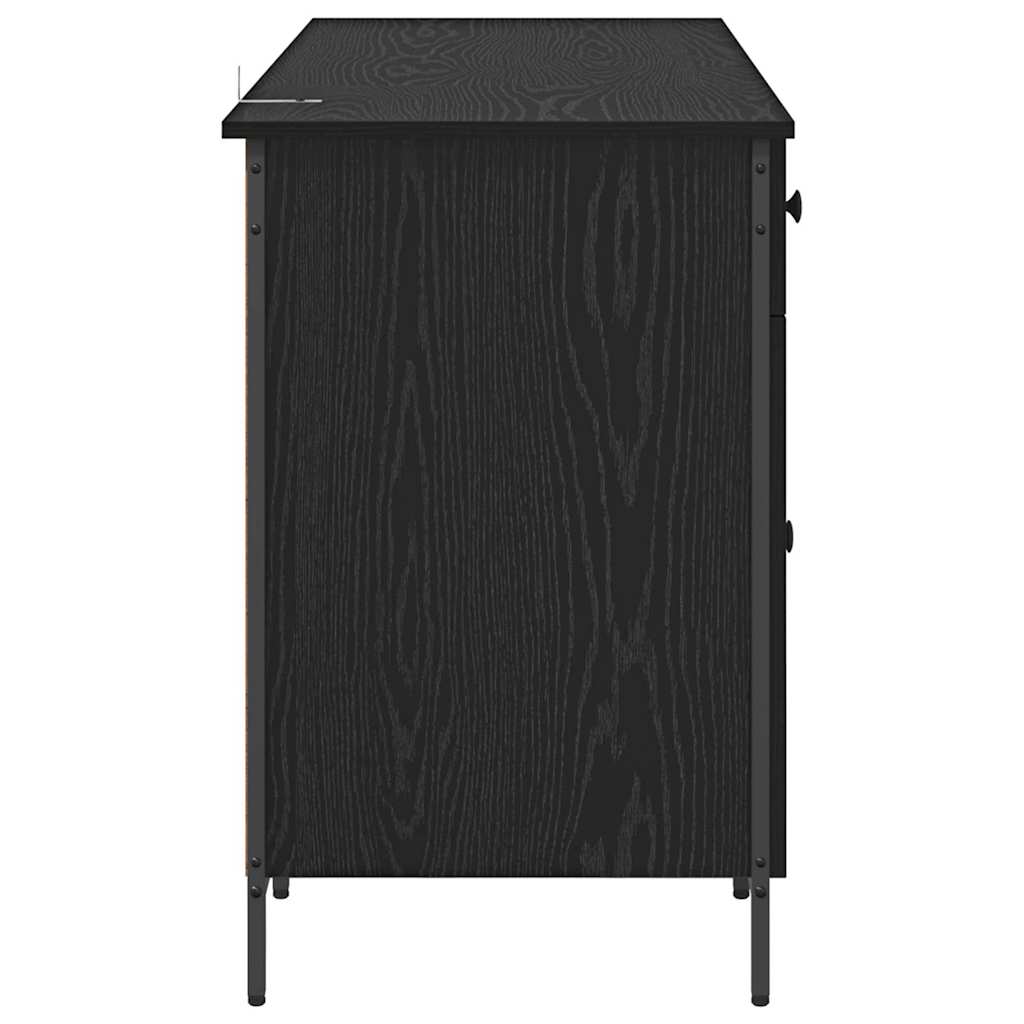 Bureau d'ordinateur avec tiroir Chêne noir 131 x 48 x 75 cm