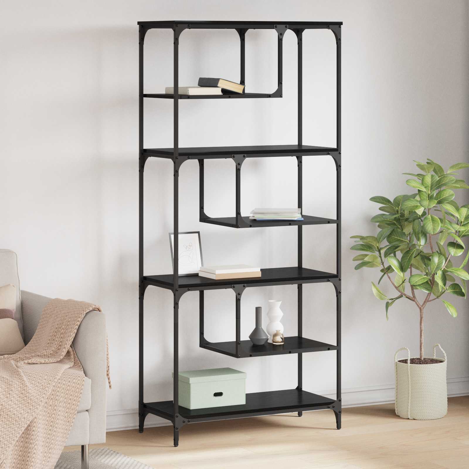 Bibliothèque Chêne noir 81 x 36 x 176 cm Bois d'ingénierie - XIOS