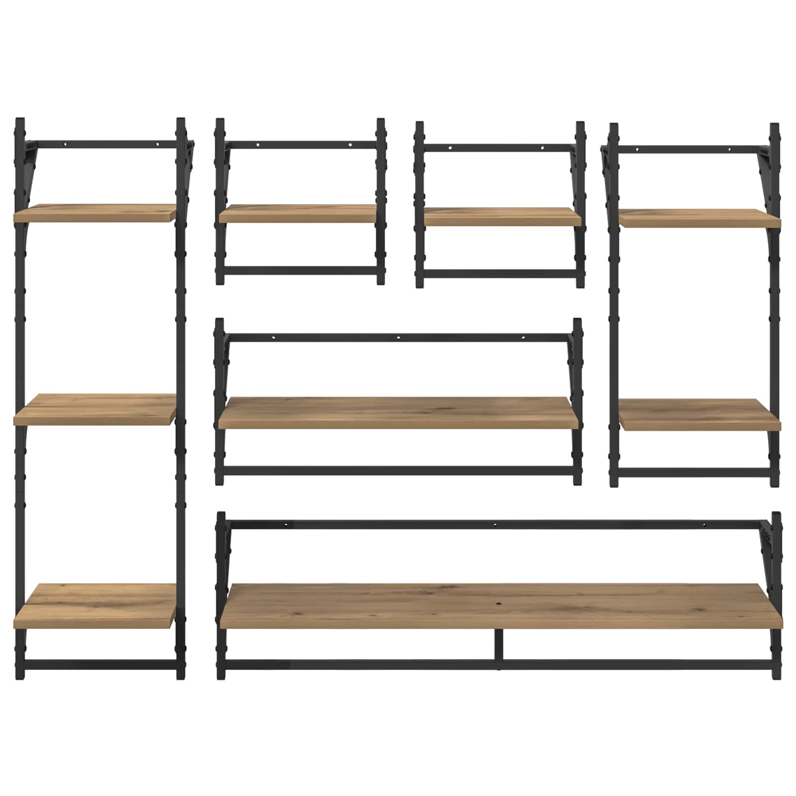 Ensemble d'étagères murales avec étagère 6 pcs Chêne artisanal - XIOS