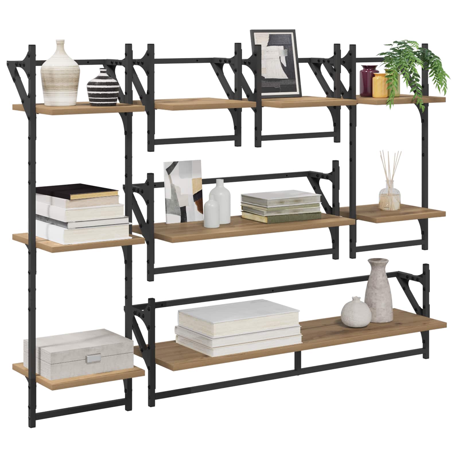Ensemble d'étagères murales avec étagère 6 pcs Chêne artisanal - XIOS