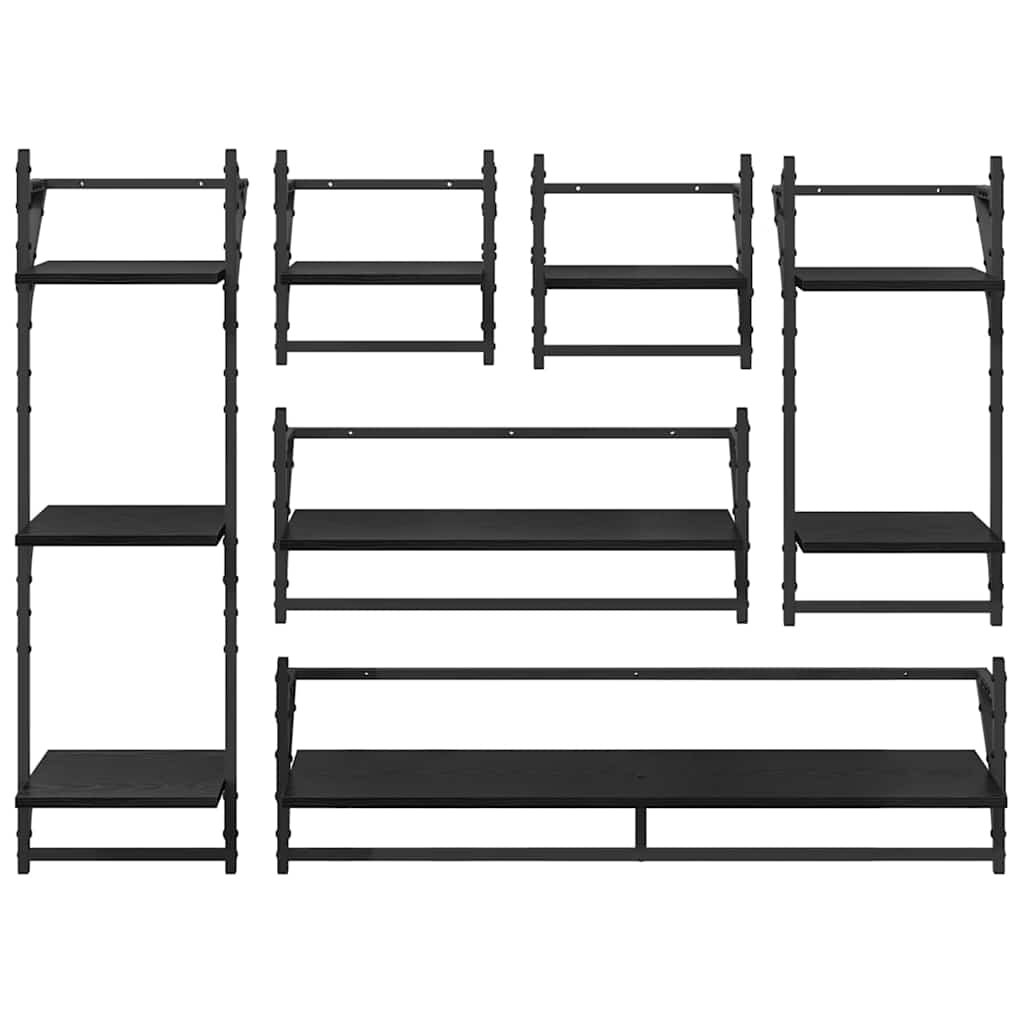 Ensemble d'étagères murales 6 pcs Chêne noir 100 x 25 x 30 cm - XIOS