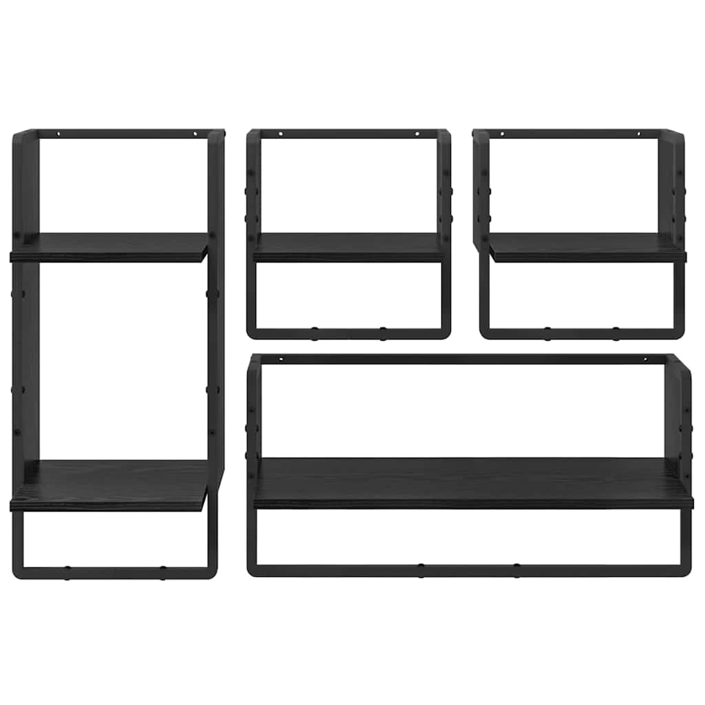 Ensemble d'étagères murales 4 pcs Chêne noir 65 x 25 x 30 cm - XIOS