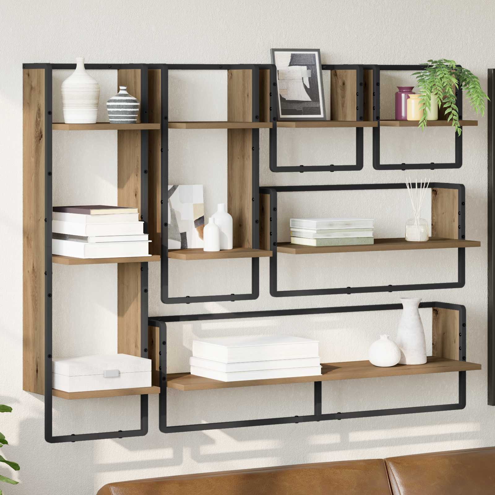 Ensemble d'étagères murales avec étagère 6 pcs Chêne artisanal - XIOS
