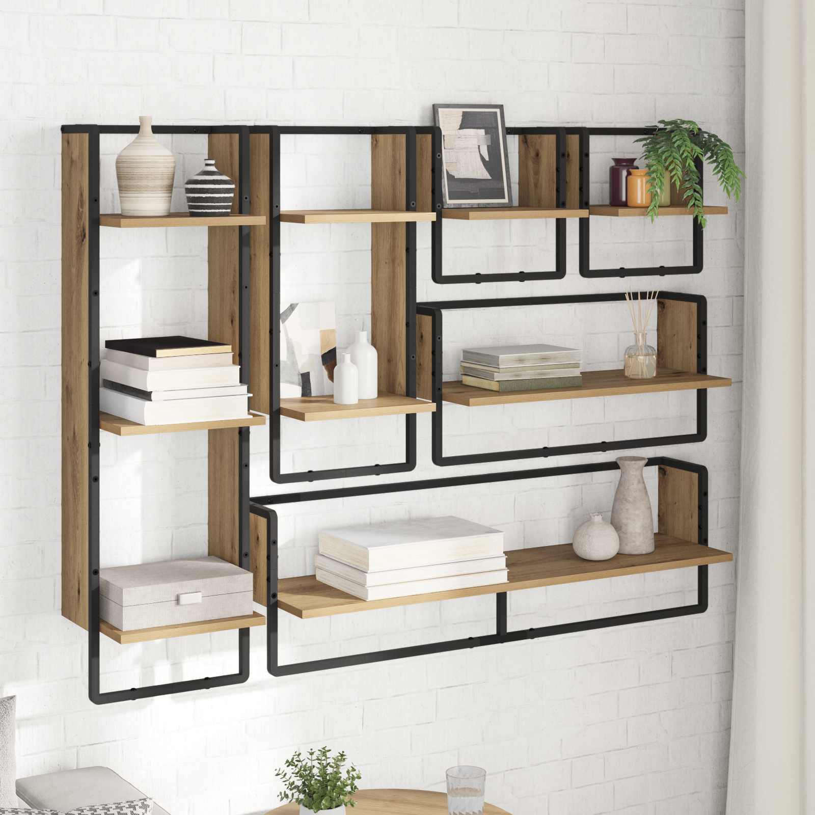Ensemble d'étagères murales avec étagère 6 pcs Chêne artisanal - XIOS