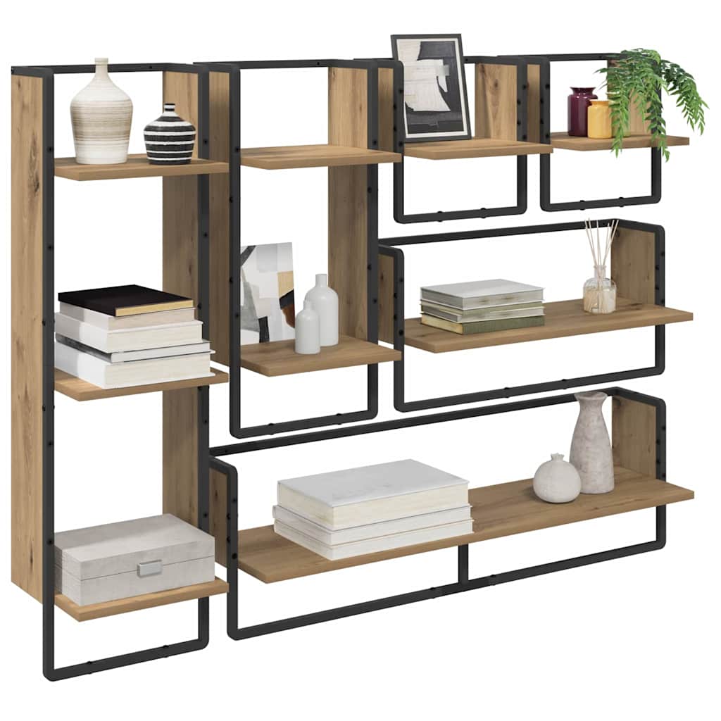 Ensemble d'étagères murales avec étagère 6 pcs Chêne artisanal - XIOS