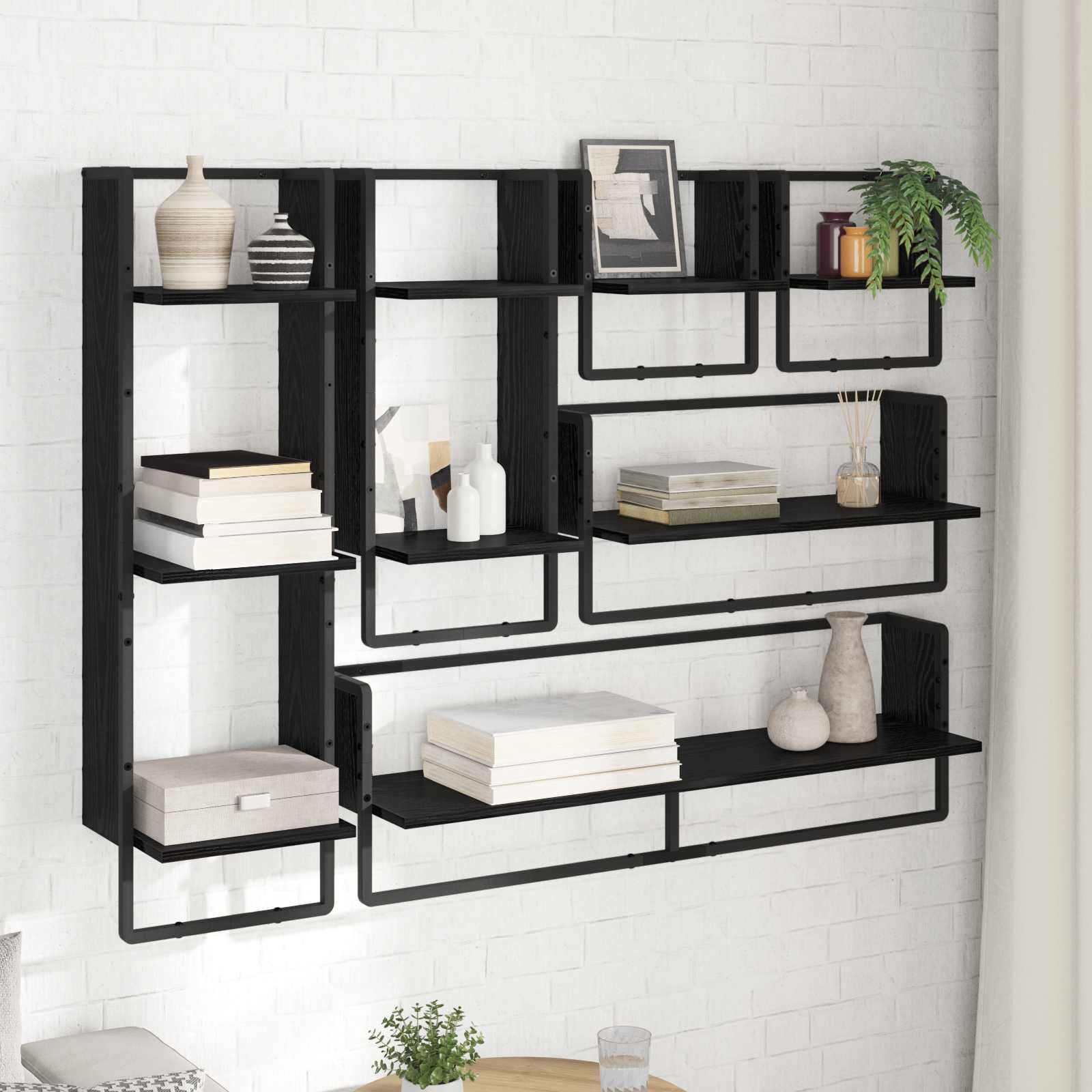 Ensemble d'étagères murales 6 pcs Chêne noir 100 x 25 x 30 cm - XIOS