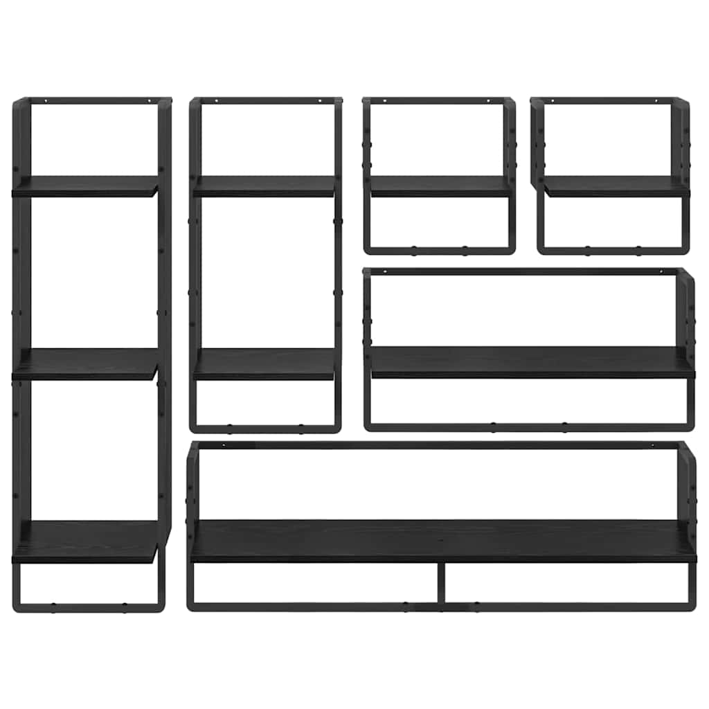 Ensemble d'étagères murales 6 pcs Chêne noir 100 x 25 x 30 cm - XIOS