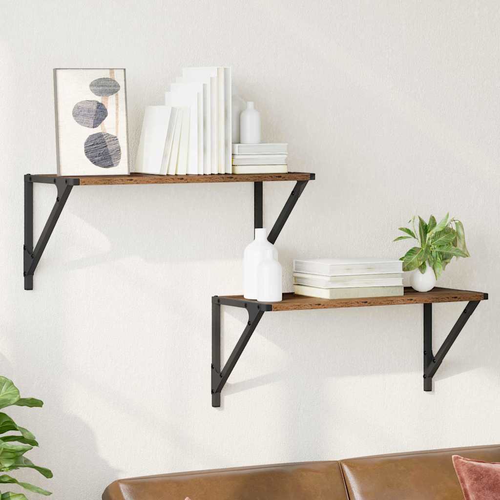 Étagères Murales 2 pcs Bois Ancien 60 x 25 x 25,5 cm - XIOS