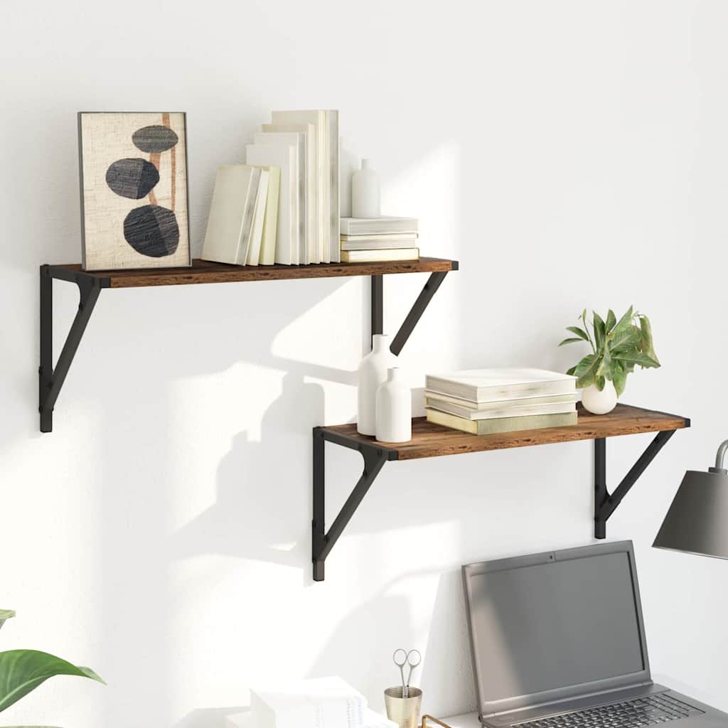 Étagères Murales 2 pcs Bois Ancien 60 x 25 x 25,5 cm - XIOS