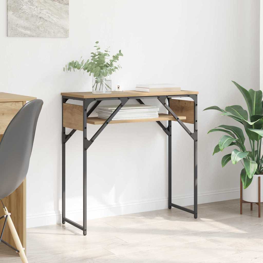 TableConsole chêne artisanal 75x30x75cm Bois d'ingénierie - XIOS