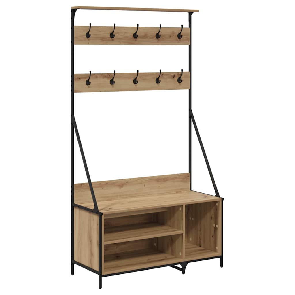 Porte-vêtements avec étagère Chêne artisanal 100 x 41 x 184 cm - XIOS