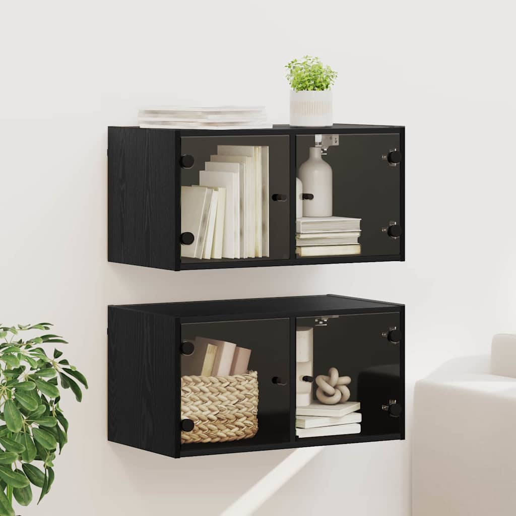 Cabinets muraux Montage mural 2 pcs Chêne noir 68 x 37 x 35 cm - XIOS