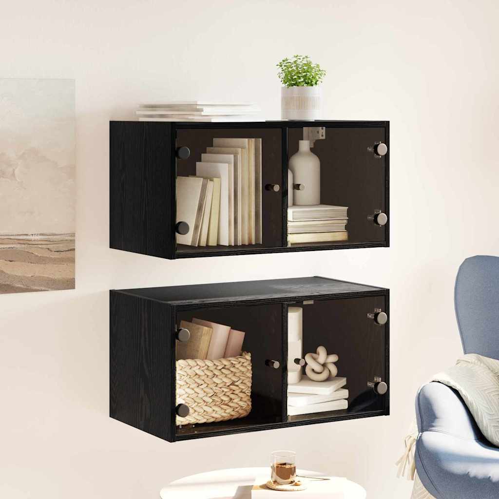 Cabinets muraux Montage mural 2 pcs Chêne noir 68 x 37 x 35 cm - XIOS