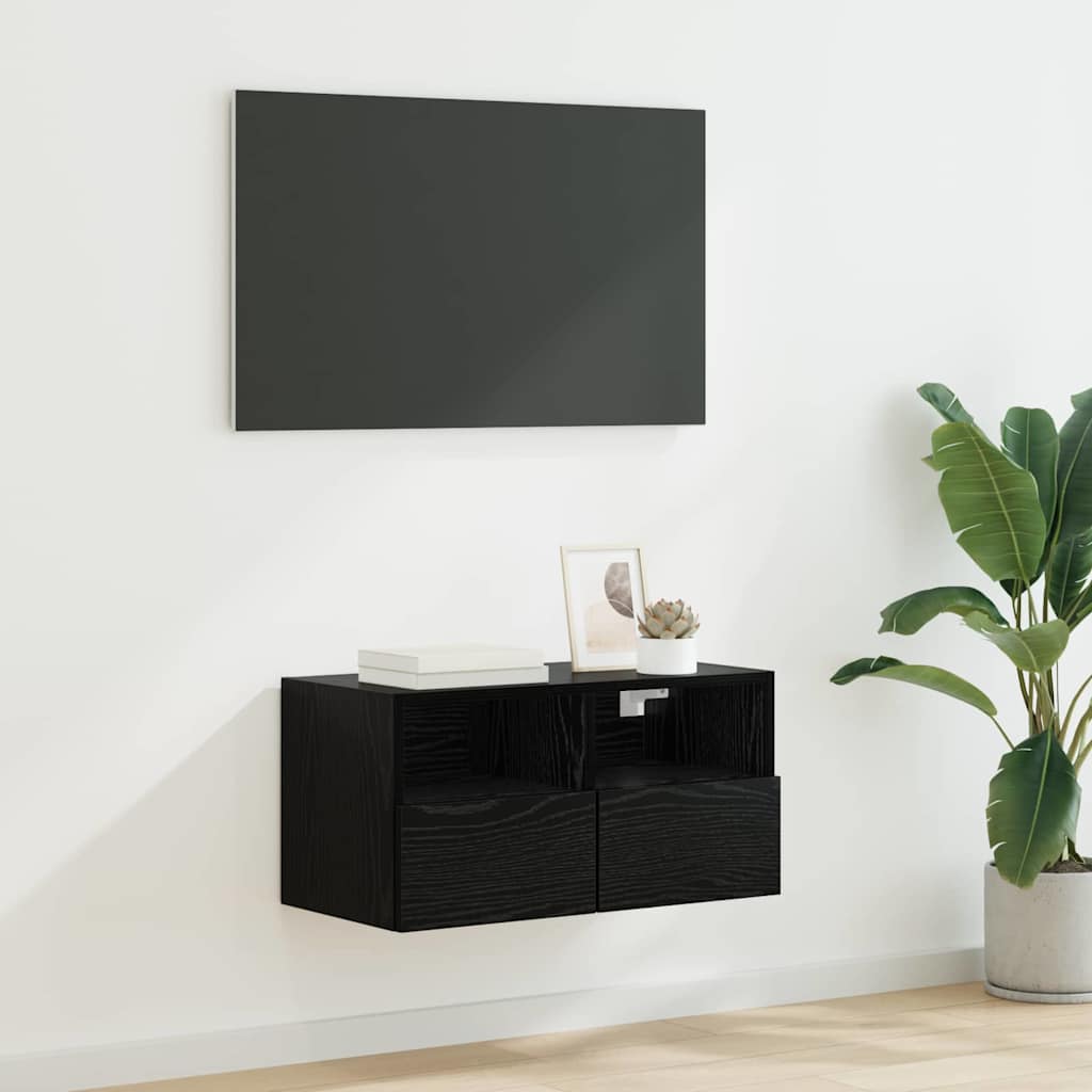 Meuble TV mural Chêne noir 60 x 30 x 30 cm Bois d'ingénierie - XIOS