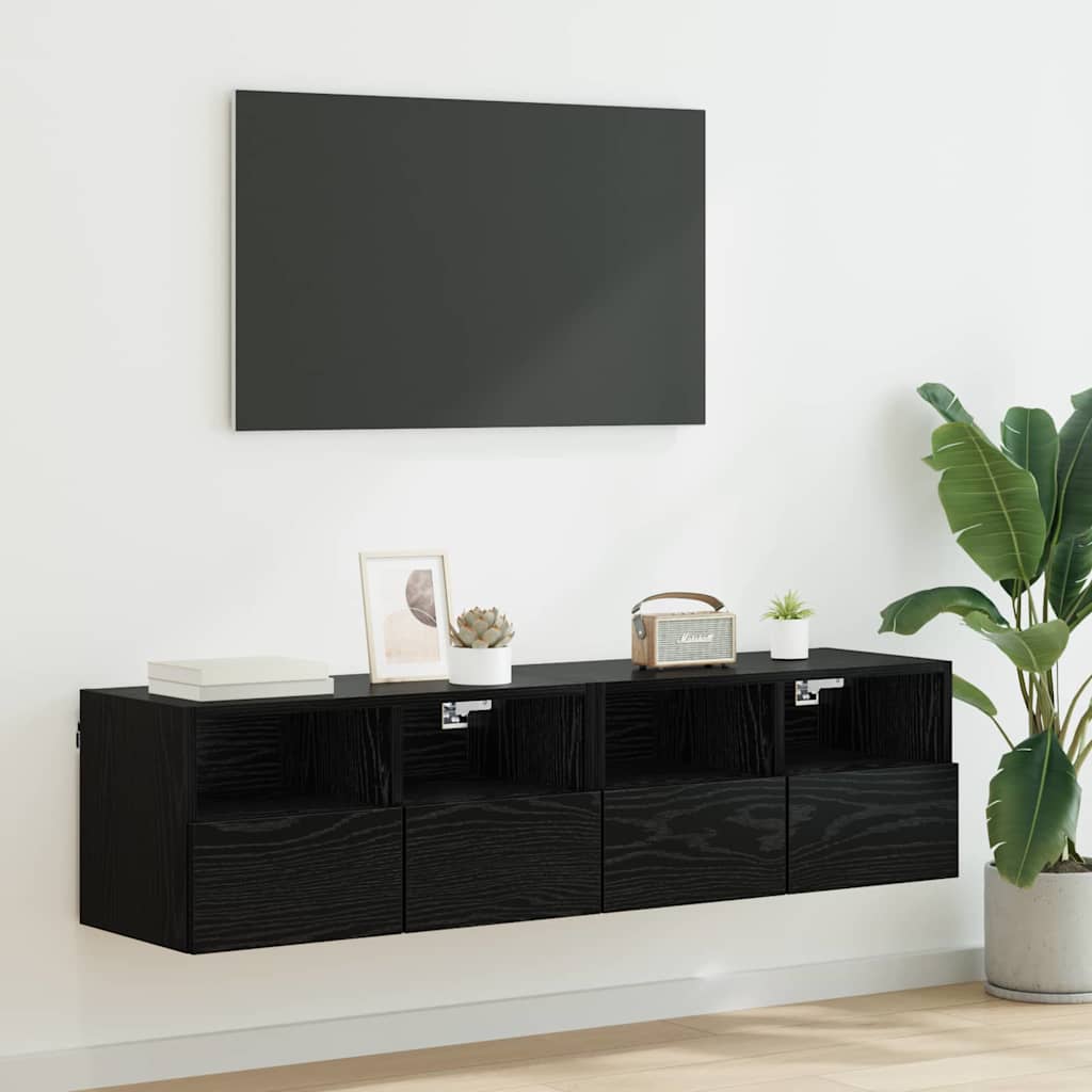 Meubles TV muraux 2 pcs Chêne noir 60 x 30 x 30 cm - XIOS
