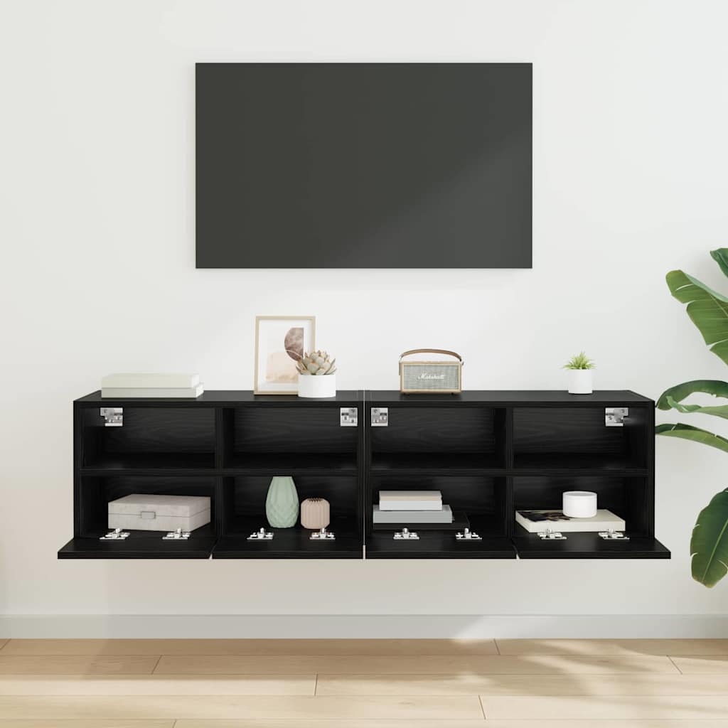 Meubles TV muraux 2 pcs Chêne noir 60 x 30 x 30 cm - XIOS