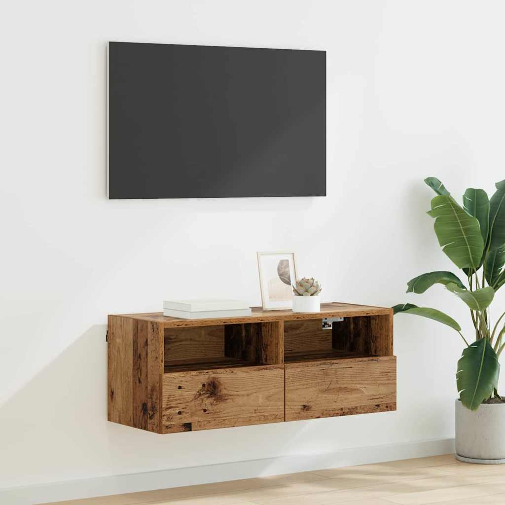 Meuble TV mural Bois Ancien 80 x 30 x 30 cm Bois d'ingénierie - XIOS