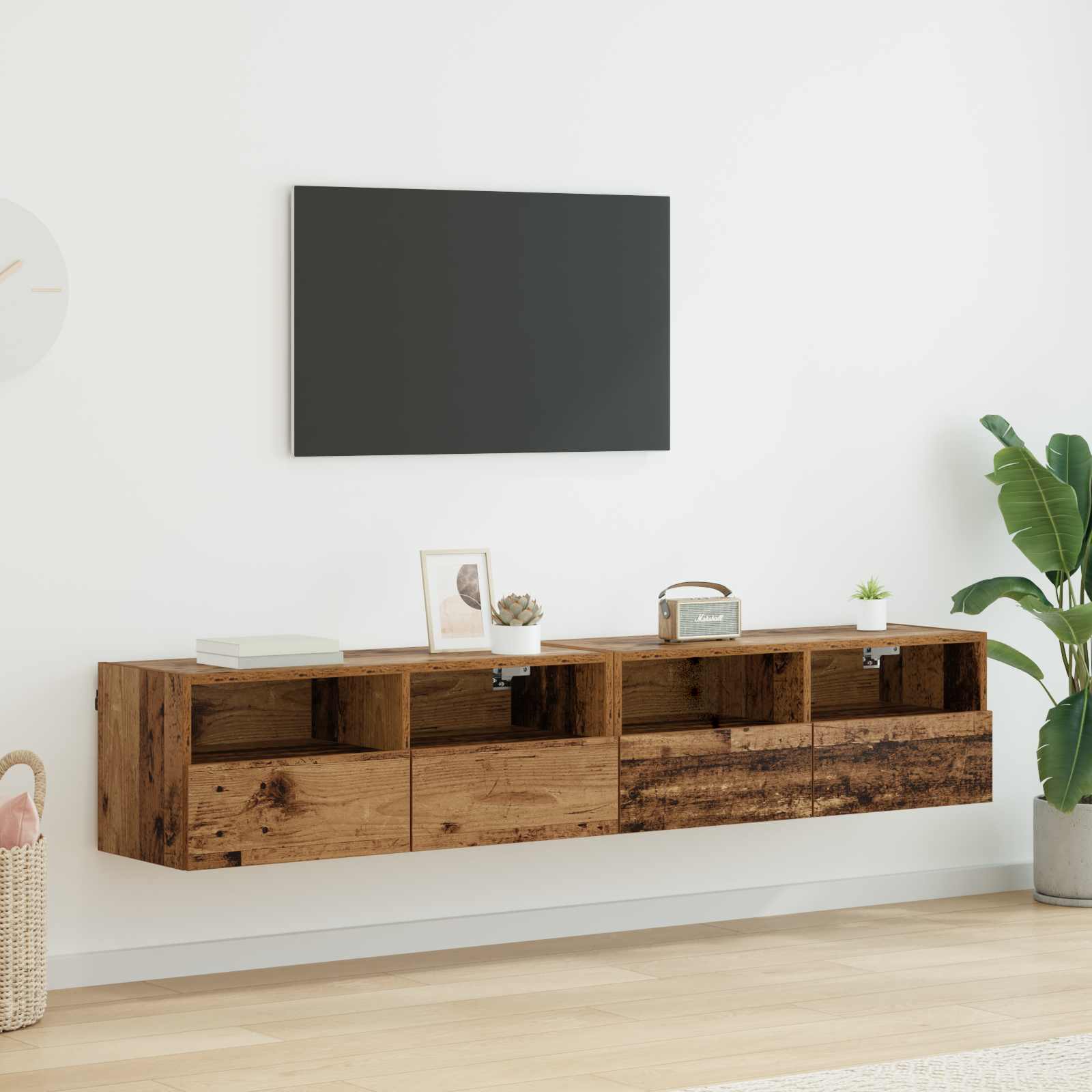 Meubles TV muraux 2 pc Bois Ancien Bois d'ingénierie