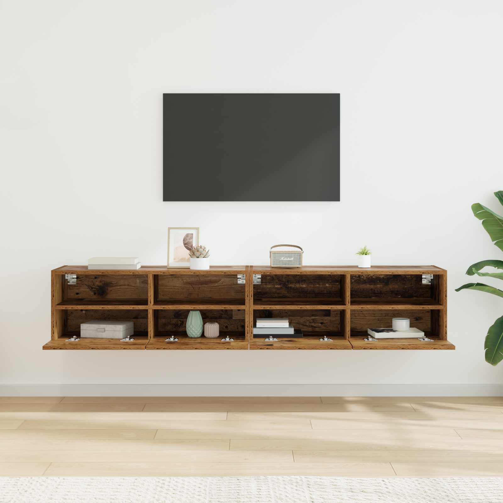 Meubles TV muraux 2 pc Bois Ancien Bois d'ingénierie