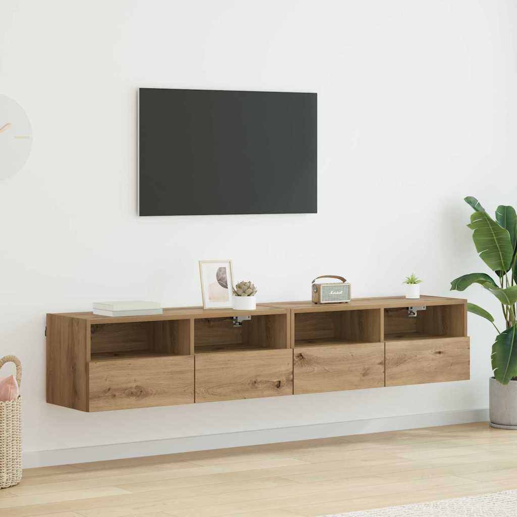 Meubles TV muraux 2 pcs Chêne artisanal 80 x 30 x 30 cm - XIOS