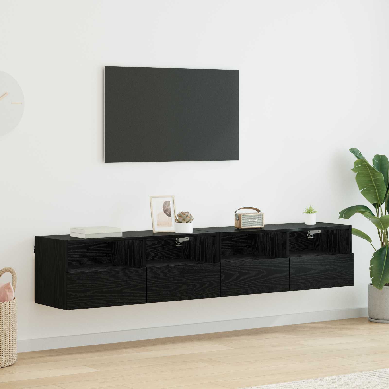 Meubles TV muraux 2 pcs Chêne noir 80 x 30 x 30 cm - XIOS