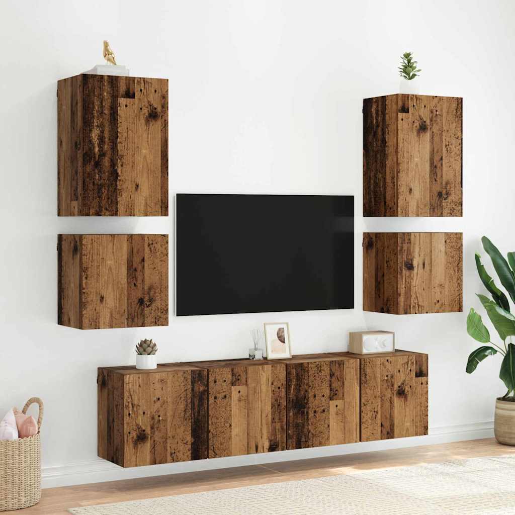 Meuble TV mural Bois Ancien 40,5x30x40cm Bois d'ingénierie - XIOS