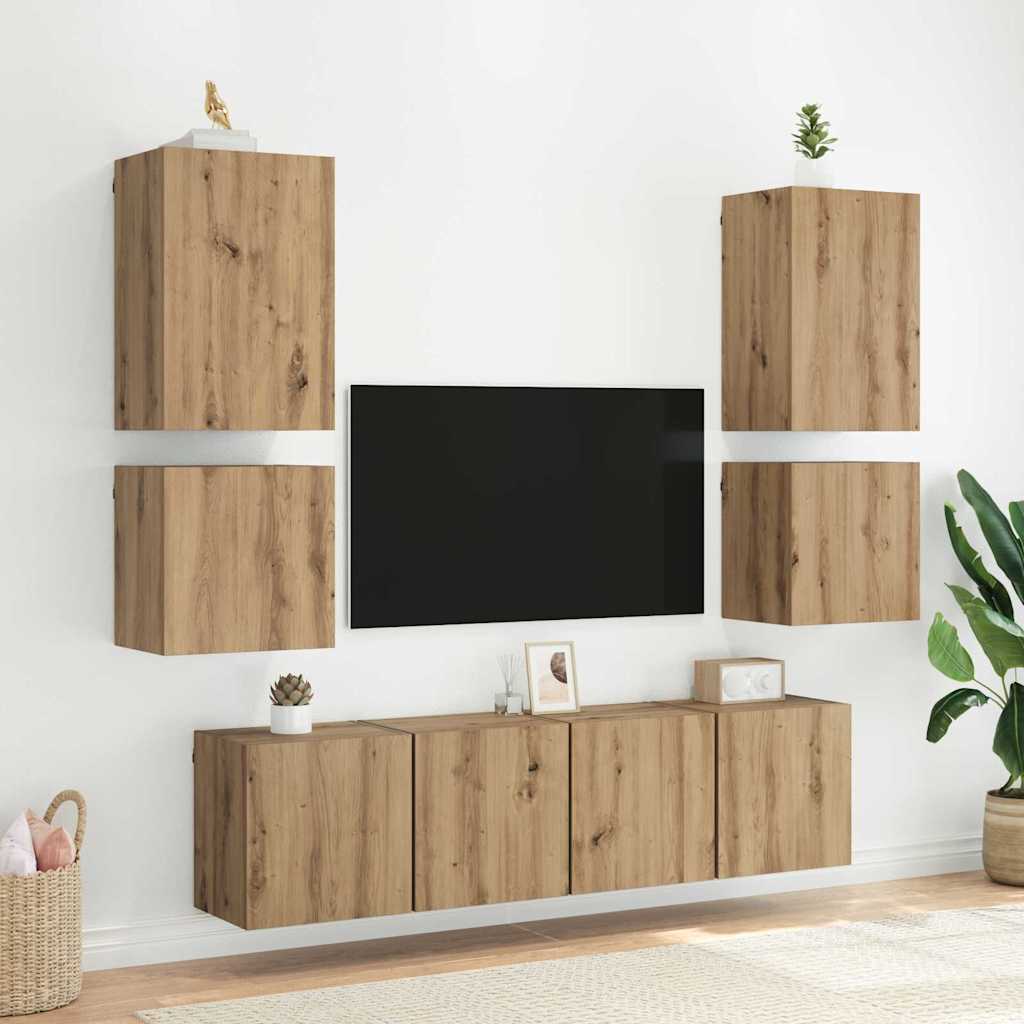 Meuble TV mural Chêne artisanal 40,5x30x40cm Bois d'ingénierie - XIOS