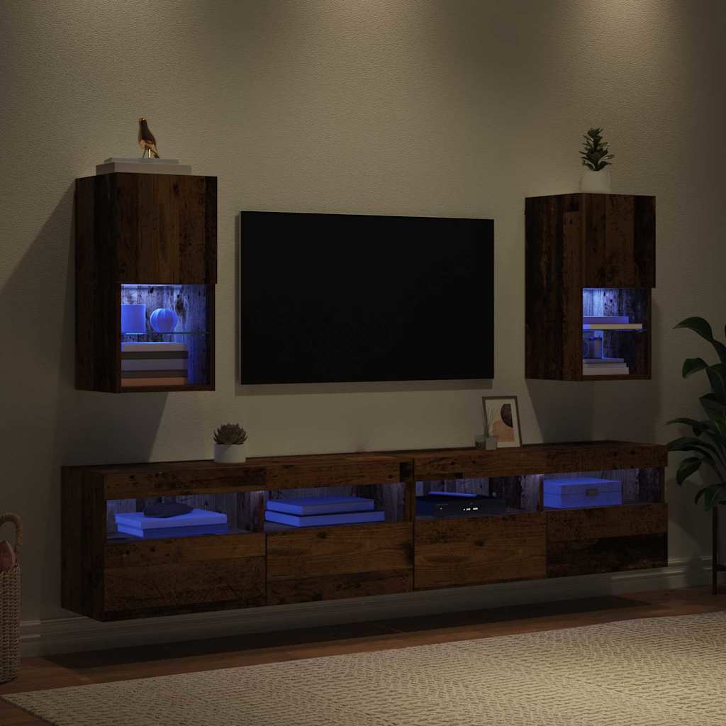 Meubles TV muraux 2 pc Bois ancien Bois d'ingénierie - XIOS
