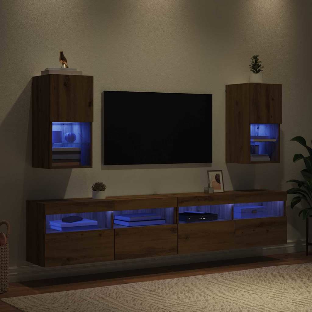 Meubles TV muraux 2 pcs Chêne artisanal Bois d'ingénierie - XIOS