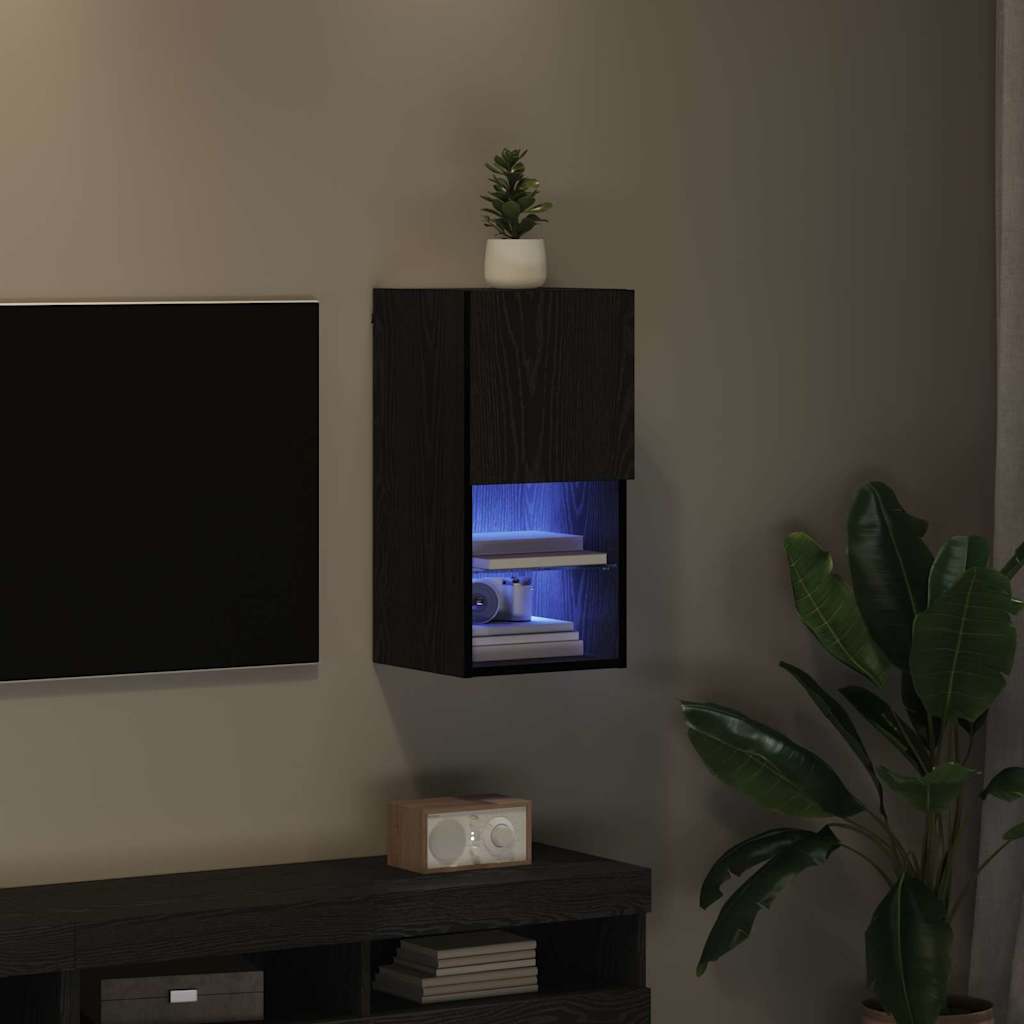 Meuble TV mural Chêne noir 30,5 x 30 x 60 cm Bois d'ingénierie - XIOS