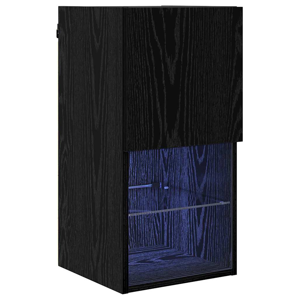 Meuble TV mural Chêne noir 30,5 x 30 x 60 cm Bois d'ingénierie - XIOS