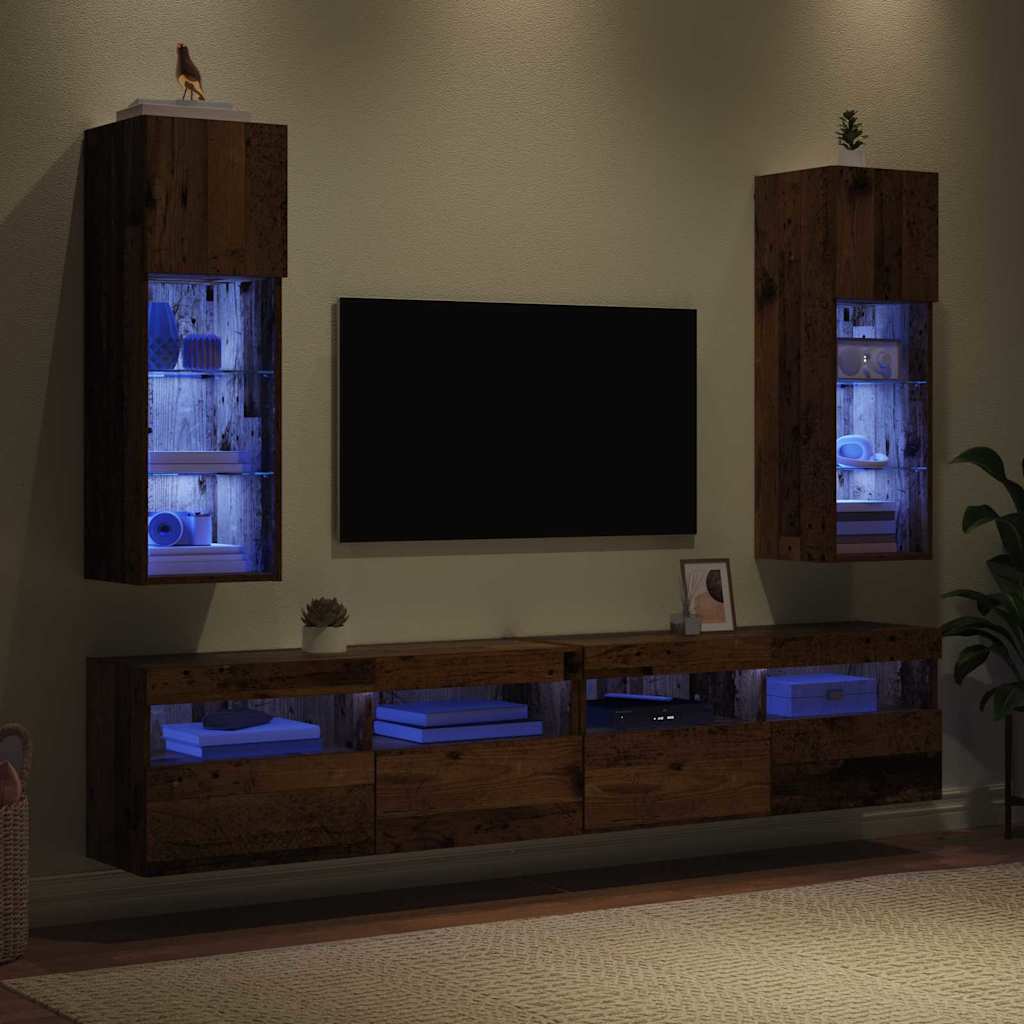 Meubles TV muraux 2 pcs Bois Ancien 30,5 x 30 x 90 cm - XIOS