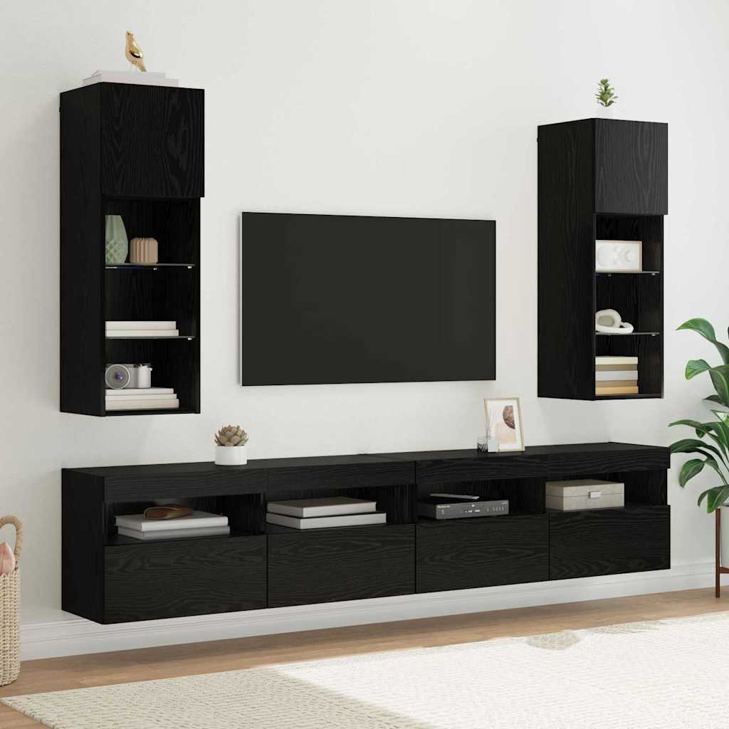 Meuble TV mural Chêne noir 30,5 x 30 x 90 cm Bois d'ingénierie - XIOS
