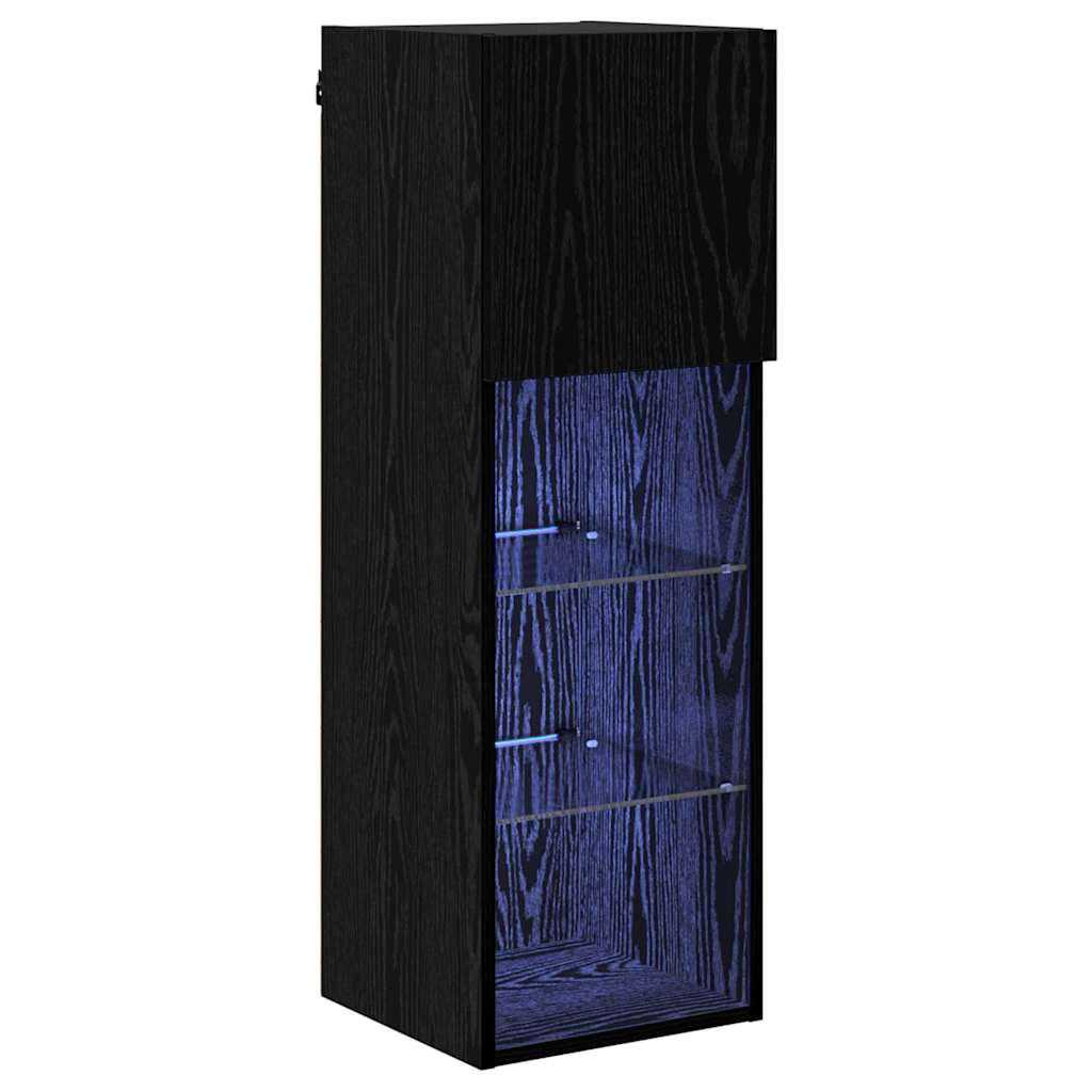 Meuble TV mural Chêne noir 30,5 x 30 x 90 cm Bois d'ingénierie - XIOS