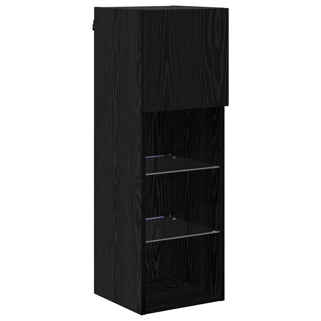 Meuble TV mural Chêne noir 30,5 x 30 x 90 cm Bois d'ingénierie - XIOS