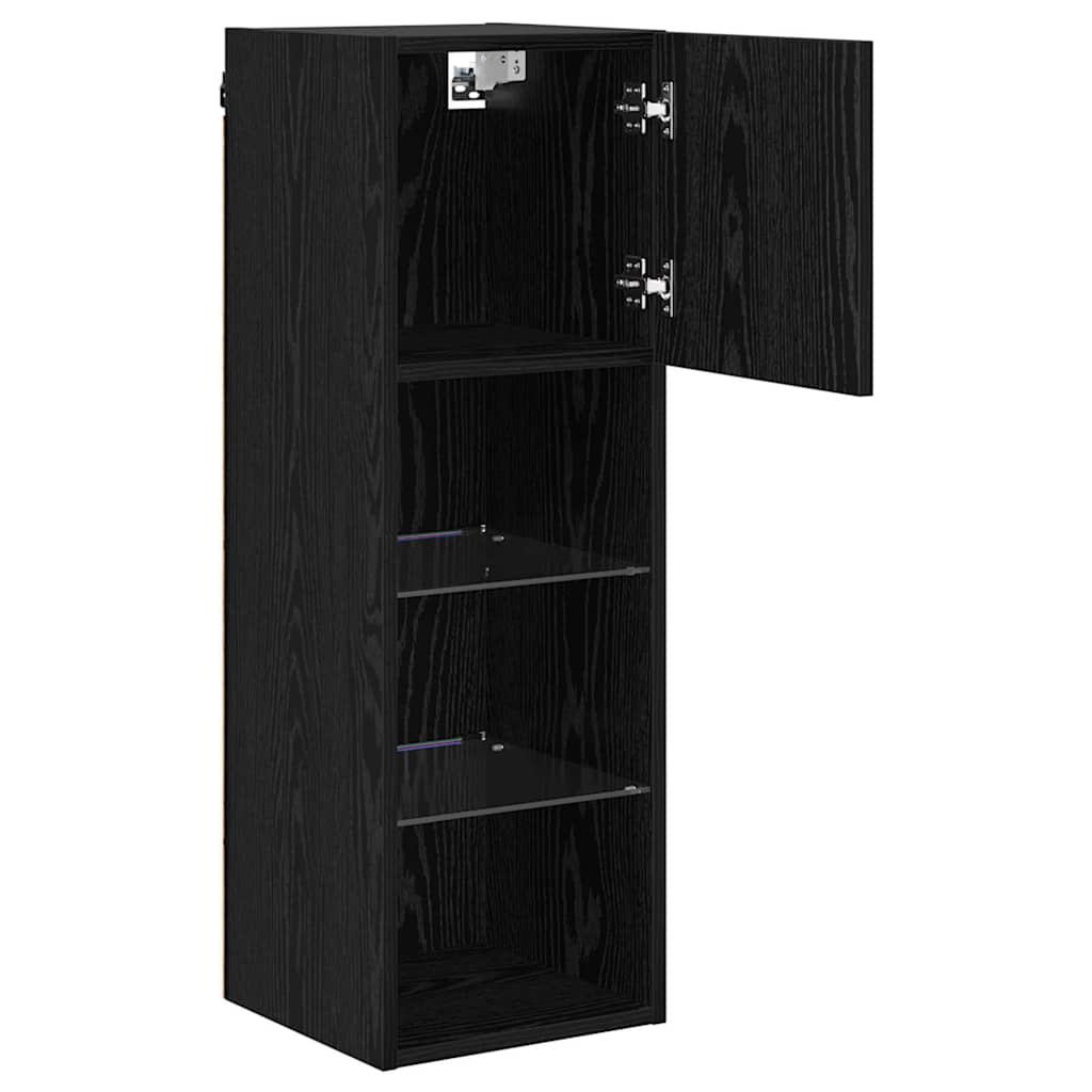Meuble TV mural Chêne noir 30,5 x 30 x 90 cm Bois d'ingénierie - XIOS