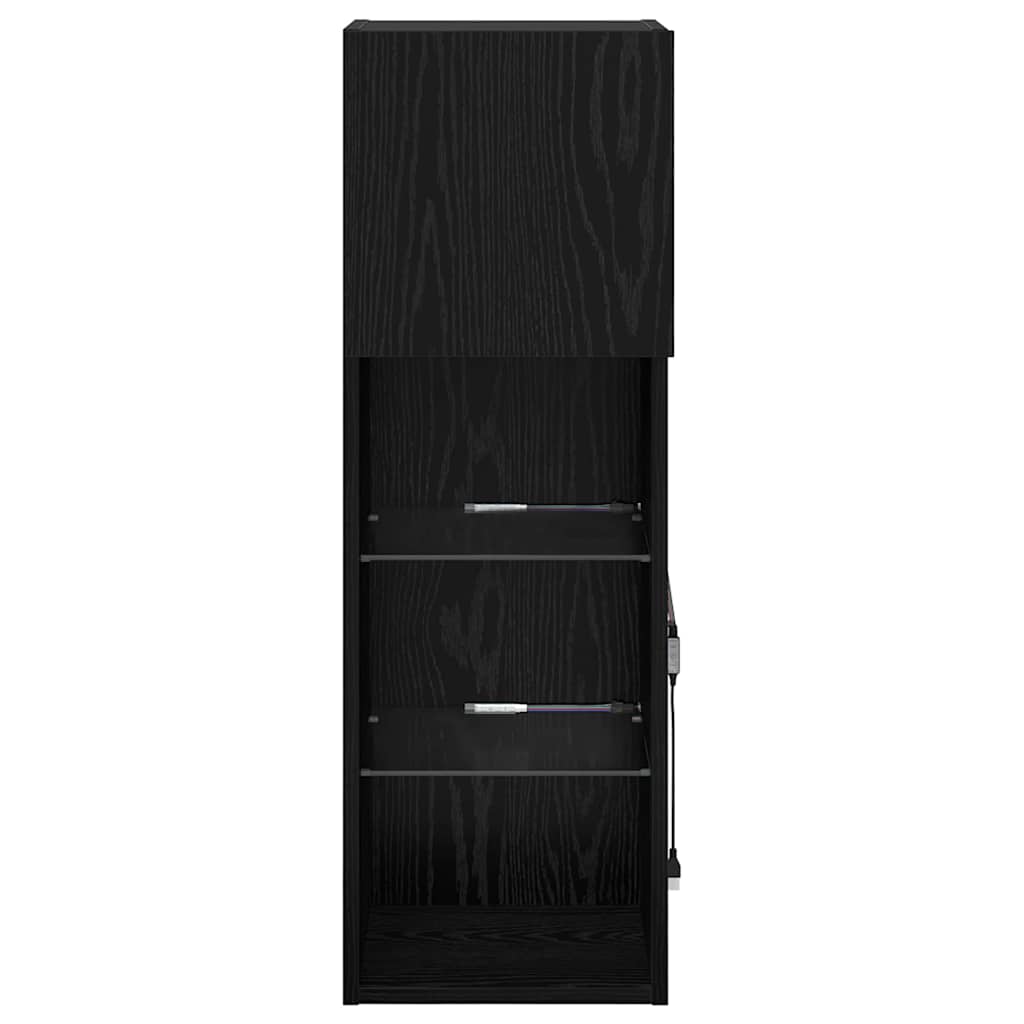 Meuble TV mural Chêne noir 30,5 x 30 x 90 cm Bois d'ingénierie - XIOS