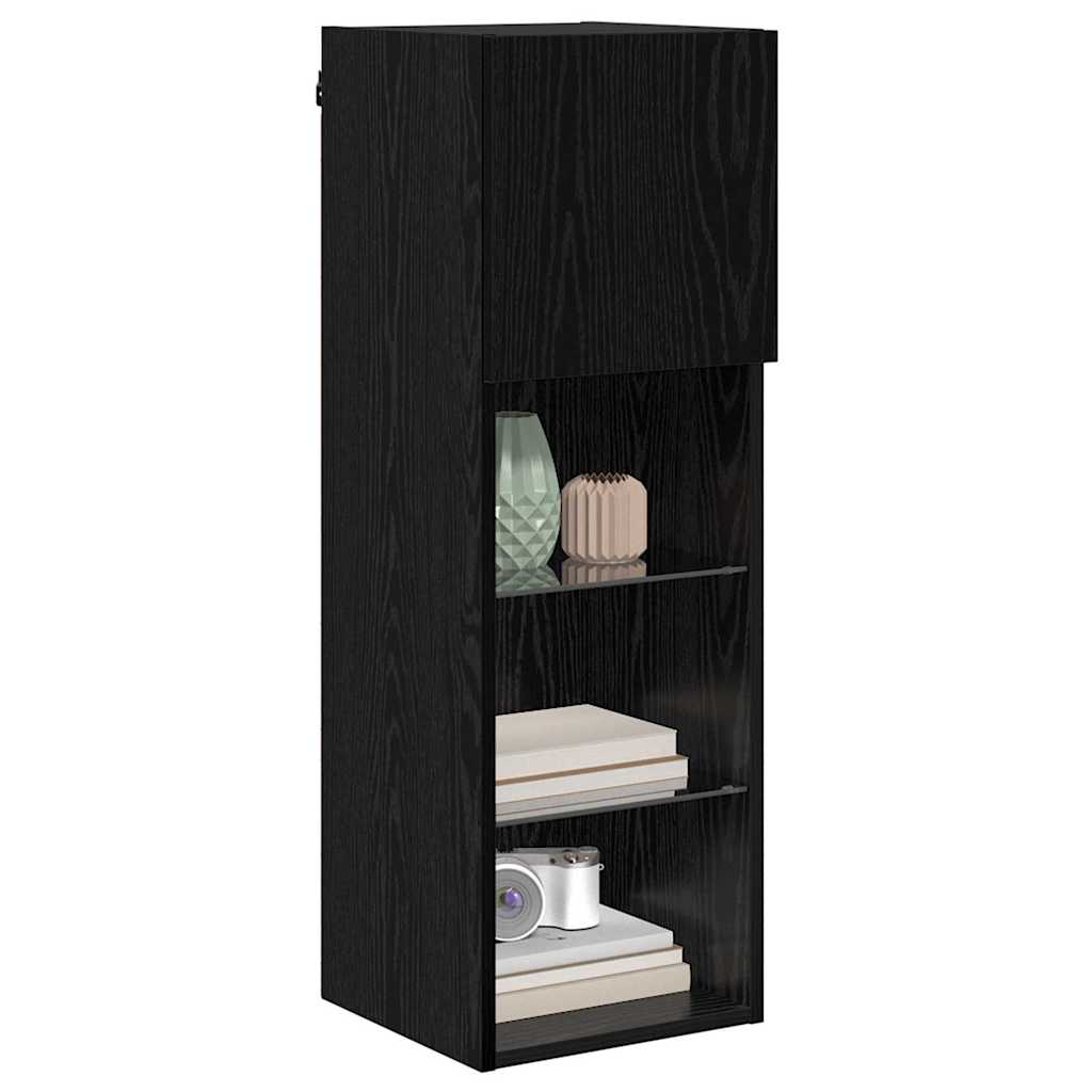 Meuble TV mural Chêne noir 30,5 x 30 x 90 cm Bois d'ingénierie - XIOS
